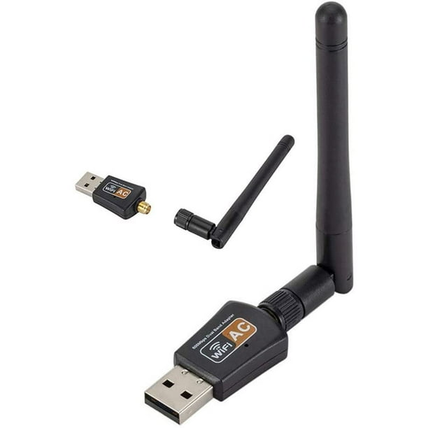 Carte Wifi USB double bande AC1300Mbps 2,4 GHz et 5,8 GHz Carte réseau  externe avec antenne 2 dBi