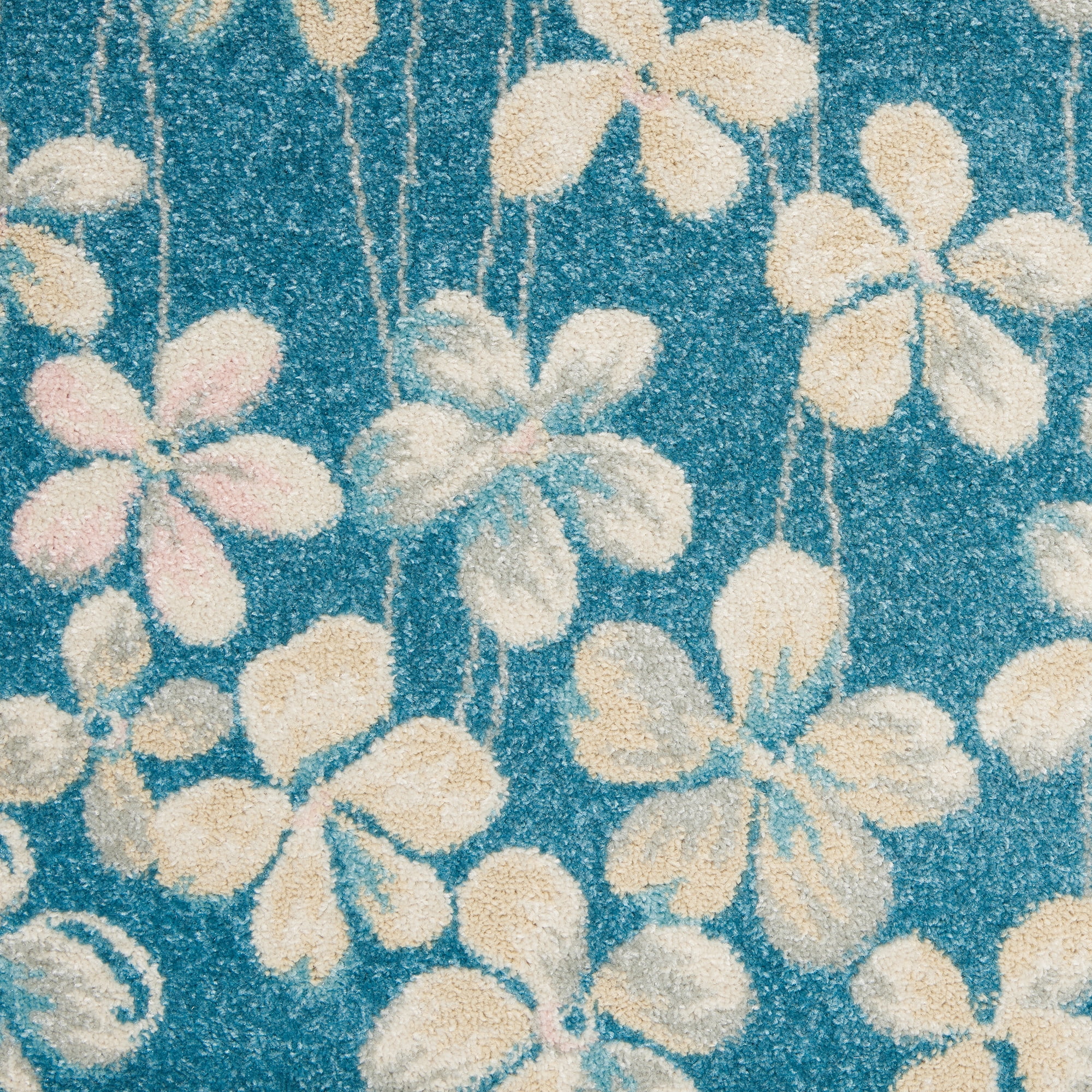 Desert Fields Contemporary Floral Turquoise 5'3" x 7'3" Area Rug, (5' x 7')