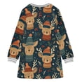 thumbnail image 6 of Girls' long-sleeved dress Reindeer Face Christmas Elements Girls' A-line dress with ribbed cuffs Soft and comfortable, 6 of 6