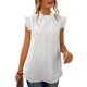thumbnail image 2 of Estrela Mujer Volantes Trim Cap Manga Top Volantes Trim Casual Color Liso Elegante Verano Jersey Blusa Blanco S, 2 of 6