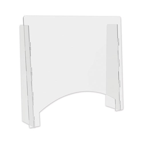 Clear Acrylic Folding Tabletop Sneeze Guard with Pass Thru