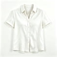 thumbnail image 5 of Asgosdo Womens Button Down Shirts Cotton Linen Short Sleeve Collared Loose Fit Tops Soft Cozy Summer Blouses, 5 of 6