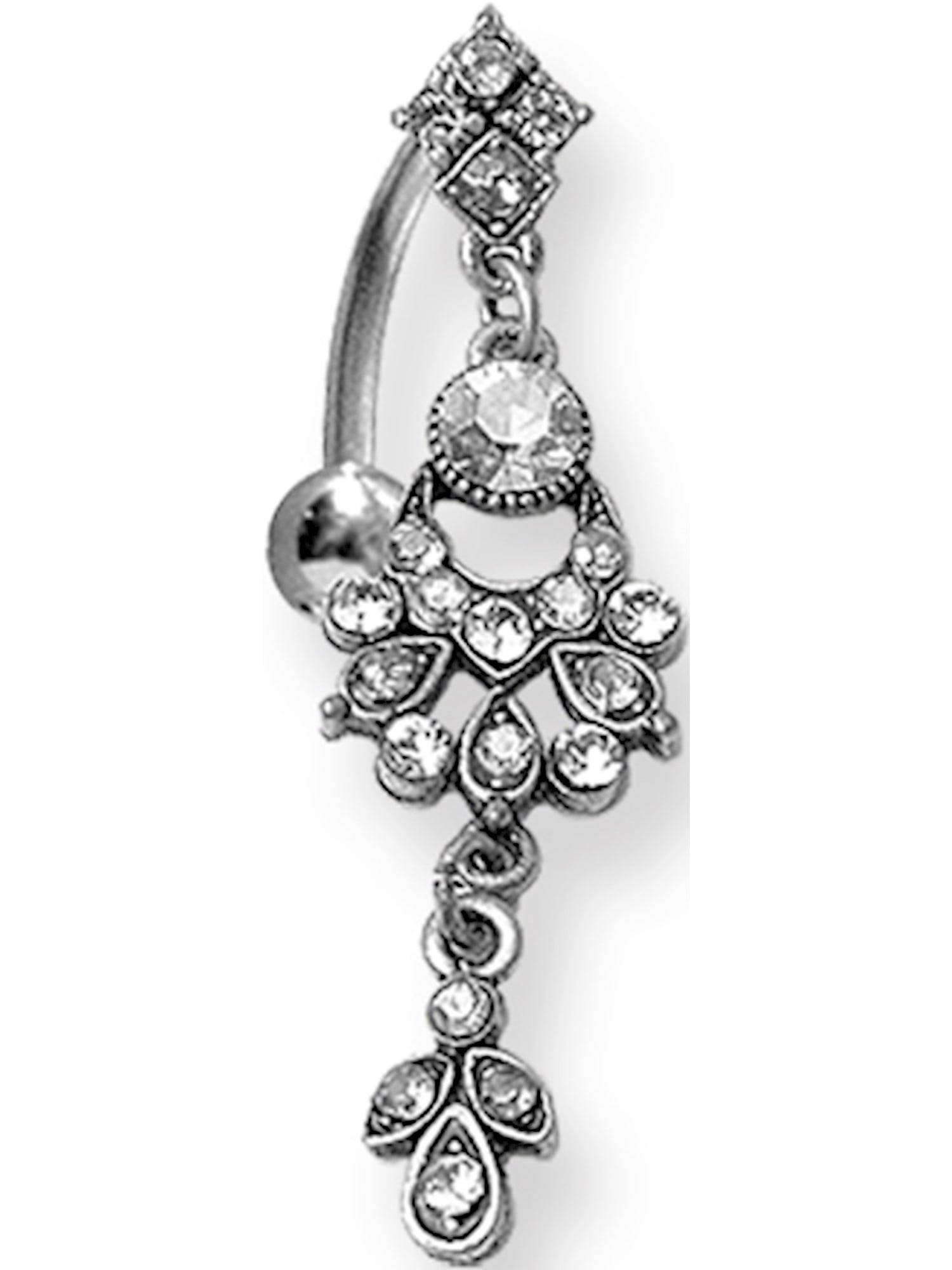 Long Curv Jewelry by Sweet Pea SGSS Curv BB w Fancy Gem Top Dangle 14G 11mm 13//32 1.6mm