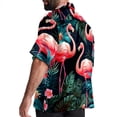 thumbnail image 3 of Flamingo Tropical Rainforest Men's Short Sleeve Printed Button Down Beach, Casual, Poplin Shirts for Summer Vacation, 3 of 6