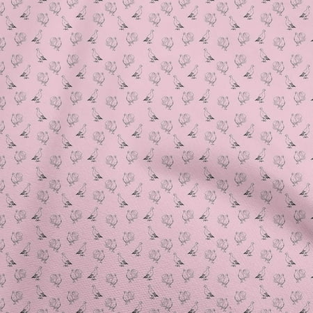 oneOone Cotton Silk Light Pink Fabric Pigeon Bird Quilting Supplies Print Sewing Fabric By The Yard 42 Inch Wide