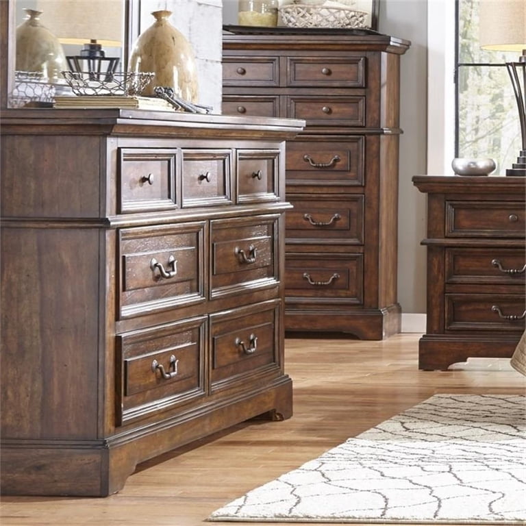 tobacco dresser Bowery Hill 7-Drawer Dresser in Tobacco Finish