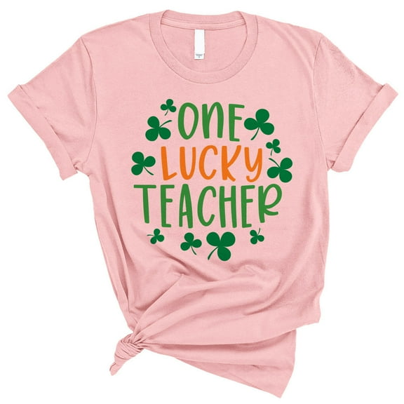 One Lucky Teacher St. Patrick's Day Shirt Unisex Small Pink