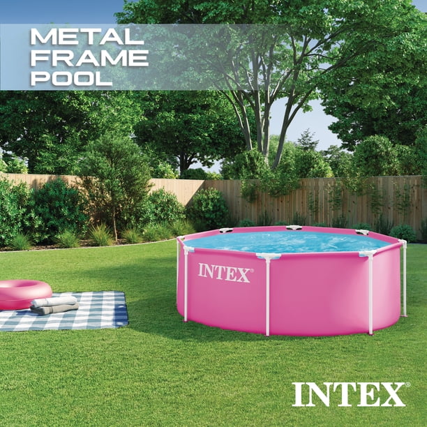 INTEX 28290EP 8Ft X 30In Pink Metal Frame Above Ground Pool, Pool