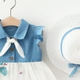 thumbnail image 4 of Fsqjgq Baby Girl Clothes White Dress for Girls 10-14 Elegant Summer Dresses White Baby Girls 6M-3Y Fly Sleeve Denim Patchwork Star Rainbow Tulle Princess Dress Hat Set 6, 4 of 5