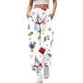 thumbnail image 1 of Gibobby pantalones jogger mujer Leggings elásticos largos navideños para mujer, pantalón informal con estampado de árbol de Papá Noel y de nieve, cinturón diario (Blanco, S), 1 of 4