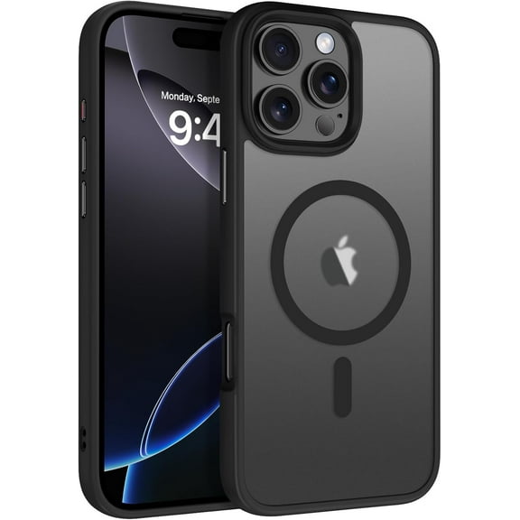 CACOCO-Magnetic For Iphone 16 Pro Max Case [Compatible With Magsafe] Translucent Matte Phone Case Iphone 16 Pro Max Slim Thin Shockproof Women Men Protective Cover For Iphone 16 Pro Max 6.7", Black