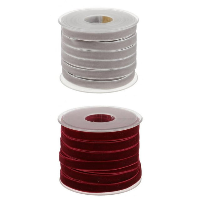 2 Uds Cinta de Terciopelo 3/8 "recorte de Tela 20 Yardas para Decoración de Corona de Costura