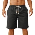thumbnail image 4 of Uwinwear Men's Linen Shorts, Elastic Waist Drawstring Casual Summer Beach Golf Yoga Shorts with Pockets Black 2XL, 4 of 4