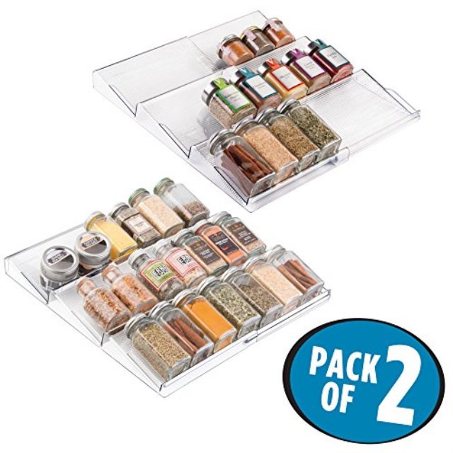 mDesign Adjustable, Expandable Spice Rack Drawer Organizer Tray Insert