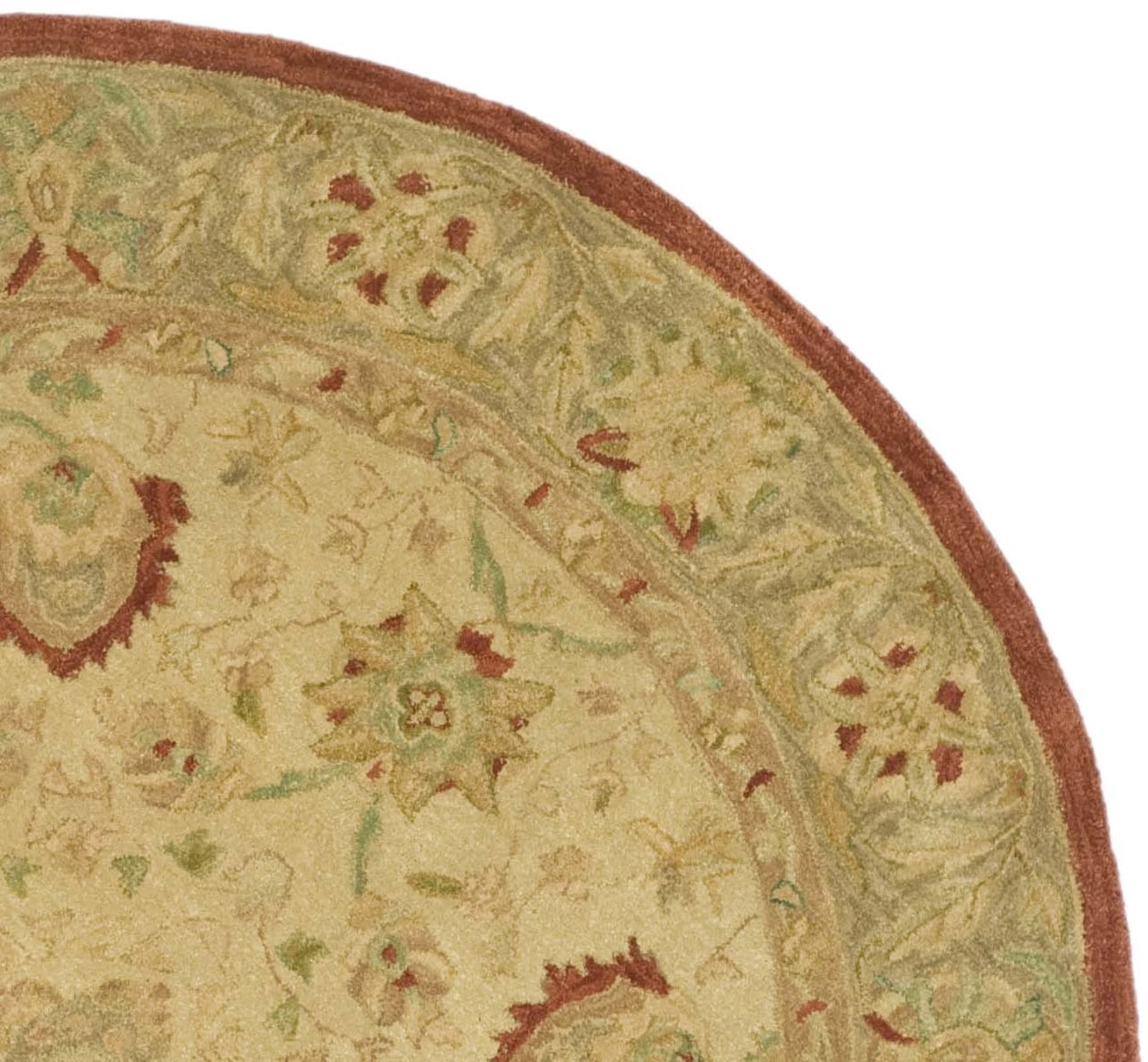 SAFAVIEH Anatolia Venice Traditional Wool Area Rug, Beige/Rust, 8' x 8' Round