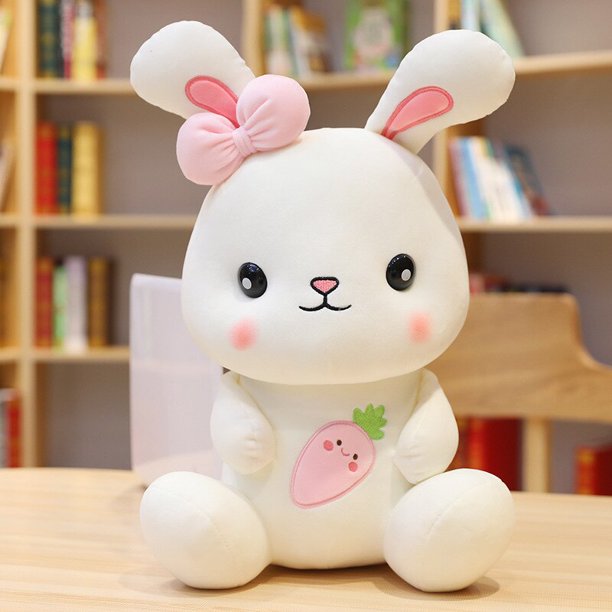 22/35/50cm Cute / Soft / Rabbit Plush Toys / Rabbit Figurines with Bows and Carrots / Children's Birthday Gifts/ Christmas Giftswhite35cm Deng Xun unisex