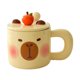 thumbnail image 4 of Taza de café con tapa y cuchara, taza de café de cerámica para el hogar, taza de té, taza de leche, taza Amarillo, 4 of 9