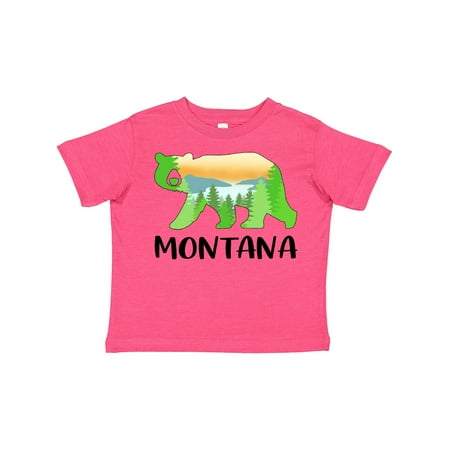 

Inktastic Montana Lake and Trees in Bear Silhouette Gift Toddler Boy or Toddler Girl T-Shirt