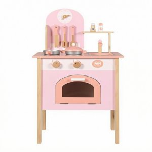 Predolo En bois jeu de cuisine libre jouet Kitchen Set Utensile Accessoires Jeune Cook Playset, Rose