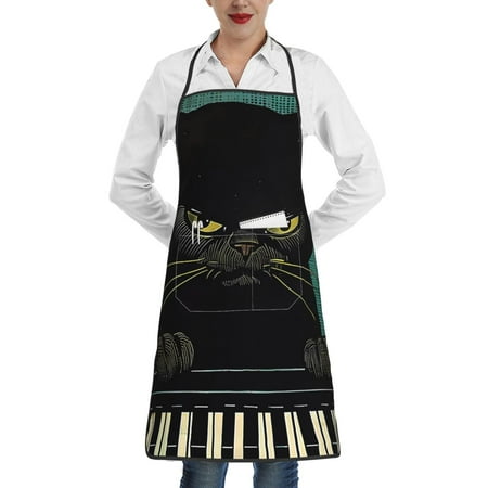 

Lukts Grumpy Cat Pianist Pattern Kitchen Apron Waterdrop Resistant Apron with adjustable Aprons for Women and Men with Pockets Cooking Apron