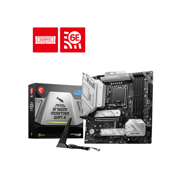 MSI MAG B760M MORTAR WIFI II Gaming Motherboard (Supports 12th/13th/14th Gen Intel Core CPU, LGA1700, DDR5, PCIe 4, 2.5G Lan, WIFI 6E, M.2, mATX)