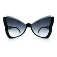thumbnail image 5 of Womens Butterfly Upside Down Half Rim Plastic Oversized Sunglasses Black - Smoke, 5 of 8