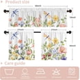 thumbnail image 4 of Floral Leaves Curtain for Kitchen Bathroom Watercolour Pink Yellow Flower Rod Pocket Window Curtain Tier Curtains Valance Set 3 Pcs Plant Printed Curtains 54 x 18 inches + 27 x 36 inches *2, 4 of 6