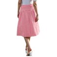 thumbnail image 3 of INSPIRE CHIC Gingham Skirt for Womens Summer Retro Below Knee Length Flared Skirts L Red, 3 of 6