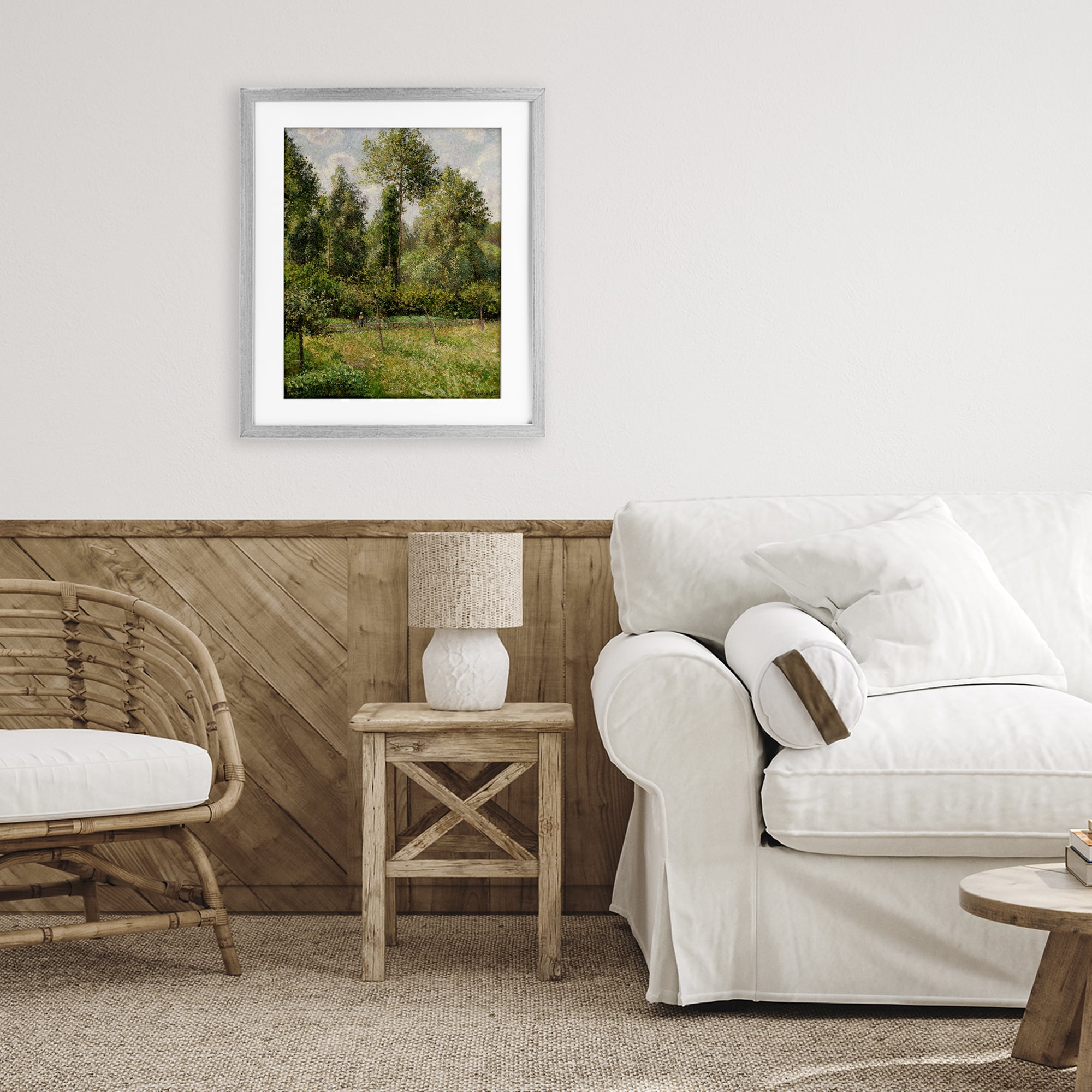Stupell Industries Poplars Classic Landscape Gray Framed Print Under Glass, design by Camille Pissarro