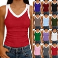 thumbnail image 2 of HAOTAGS Women's Ribbed Knit Sleeveless V Neck Top Solid Color Casual Summer Tank Top Slim Fit,Gray XL, 2 of 6