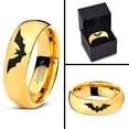 thumbnail image 4 of Tungsten Bat Spread Wings Band Ring 7mm Men Women Comfort Fit 18k Yellow Gold Dome Polished, 4 of 4