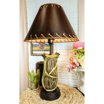 Rustic Western Hunters Lodge Deer Antlers On Driftwood Trunk Desktop Table Lamp