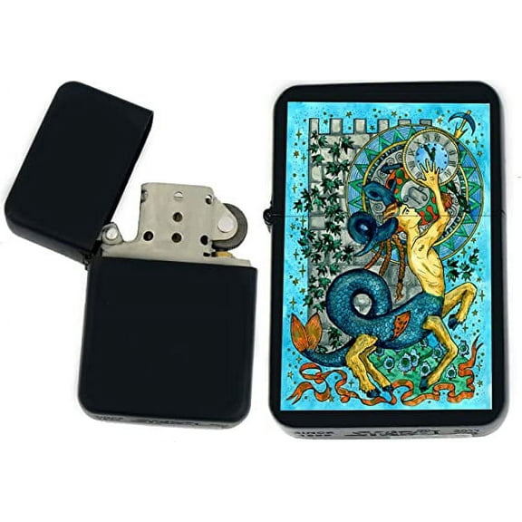 Birthday Zodiac Signs, Horoscope Symbols, Astrology Icons Collection Gifts Infinity Black Matt Windproof Lighters! (Capricorn 1)