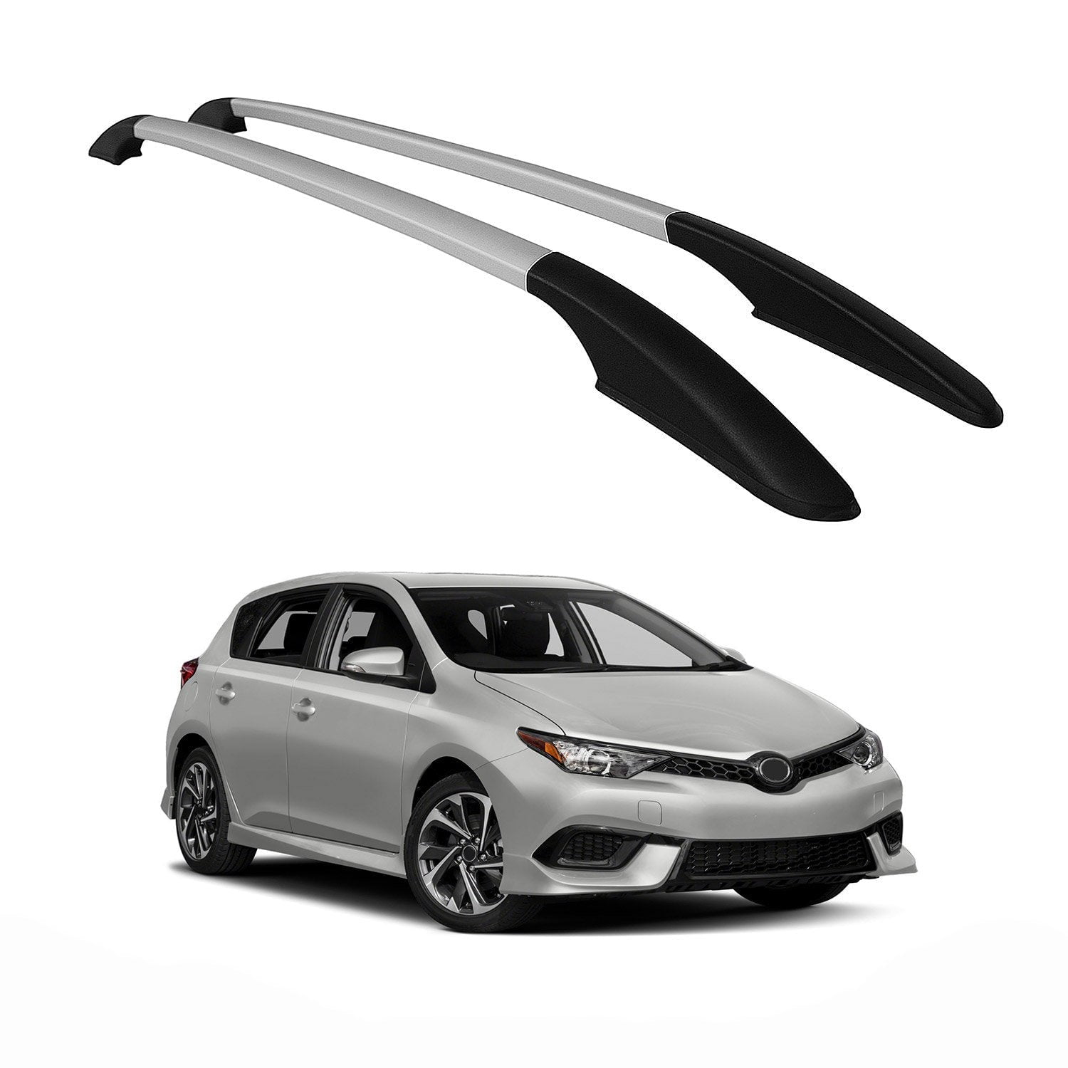 OMAC Top Roof Rack Side Rails Bars Aluminium Silver For Toyota
