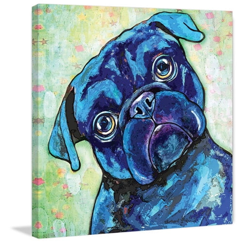 Marmont Hill - "Black Pug II" by Stephanie Gerace Painting Print on Wrapped Canvas
