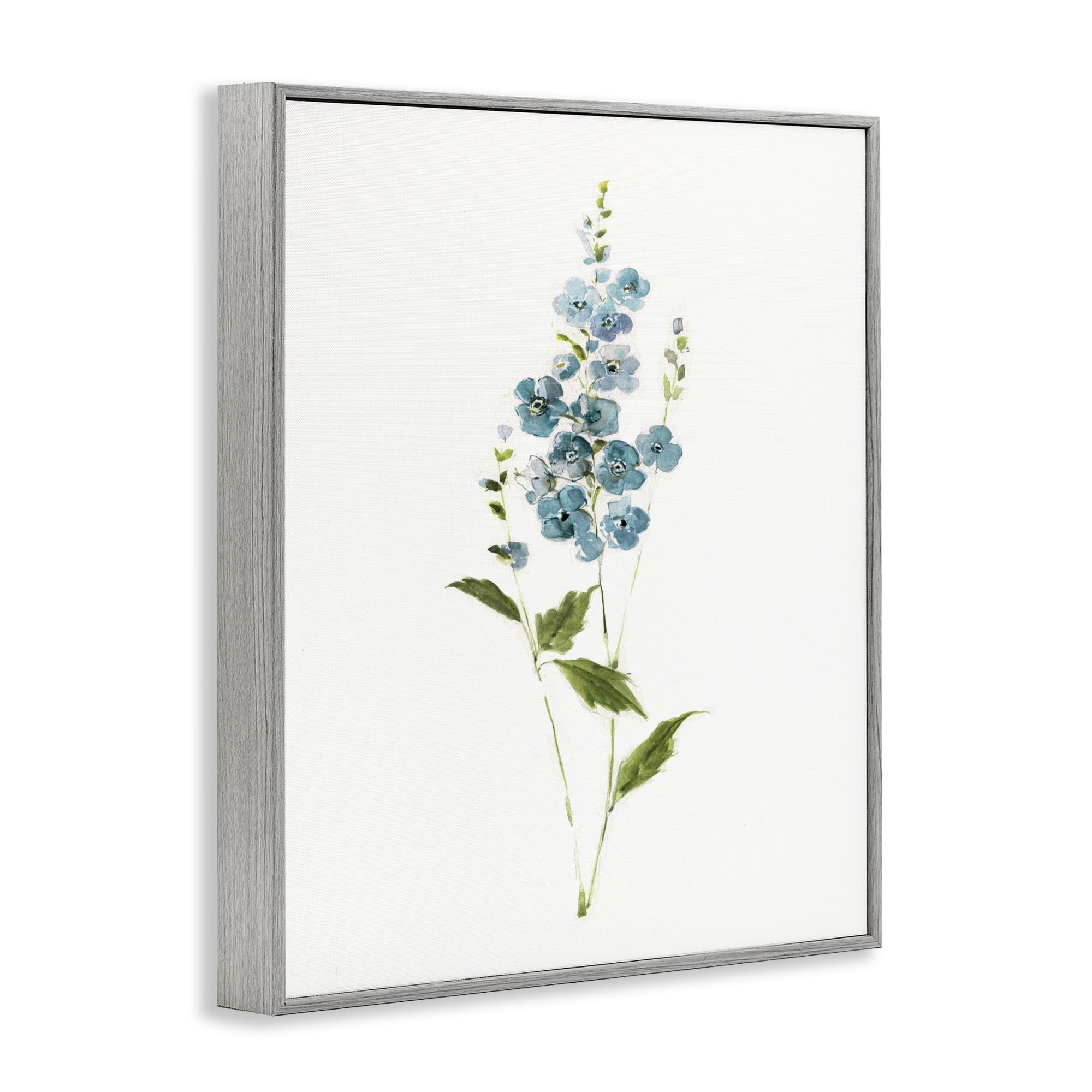 Stupell Industries Delicate Blue Sprigs Gray Framed Giclee Art, design by Sally Swatland