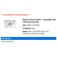 thumbnail image 2 of Blower Control Switch - Compatible with 1982 Chevy K20, 2 of 2