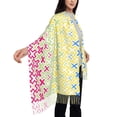 thumbnail image 3 of Women's Fashion Tassel Scarf, Geometric Line Texture Long Shawl, Lightweight and Warm, 3 of 9