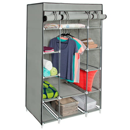 Best Choice Products Portable 13-Shelf Wardrobe Storage Closet Organizer with Cover and Hanging Rod, (Best Wardrobes For Storage)