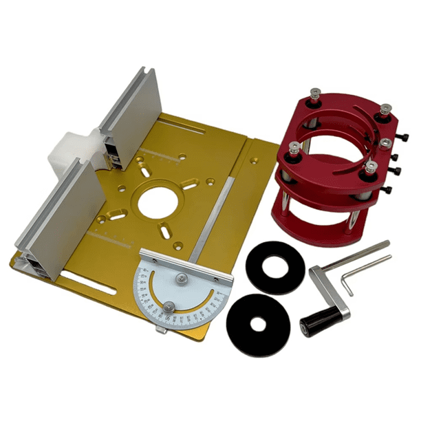 de Elevación de Fresadora y Placa de Inserción de Mesa de Fresadora de Aluminio, Máquina Ranuradora de Grabado de Madera con Recortadora Eléctrica Dorada