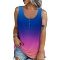 thumbnail image 4 of BYOIMUD Women's Tunic Tank Tops Button up Swing Vest Gradient Color Sleeveless Crewneck Cute Clothes for Teen Girls Womens Plus Size Summer Blouse Blue L, 4 of 7