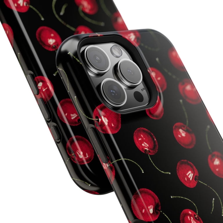Cherry Pop Noir Magnetic Tough Phone Case, Cute Fruit Dual Layer