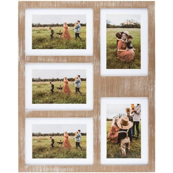 Great Lakes Memories GLM 4x6 or 5x7 Collage Picture Frames for Wall, Holds 5 Photos with Glass & Mat, 5x7 Picture Frame Collage, Picture Frames Collage Wall Decor (Brown)