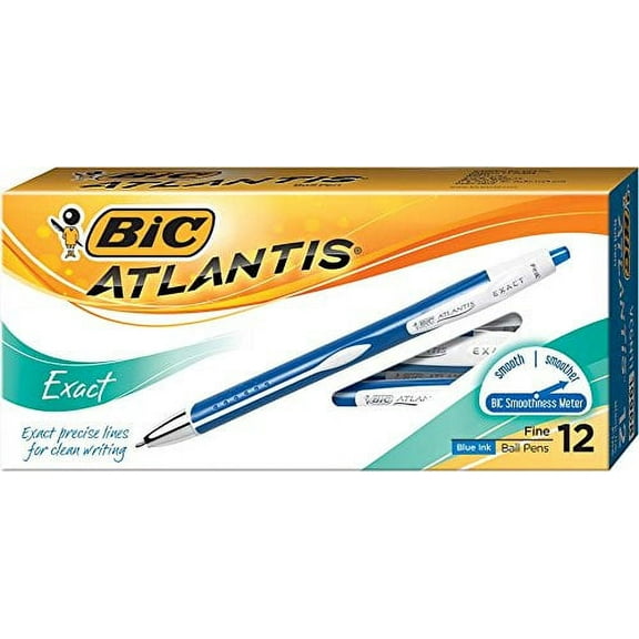 Atlantis Exact Retractable Ballpoint Pen, Blue Ink, .7mm, Fine, Dozen