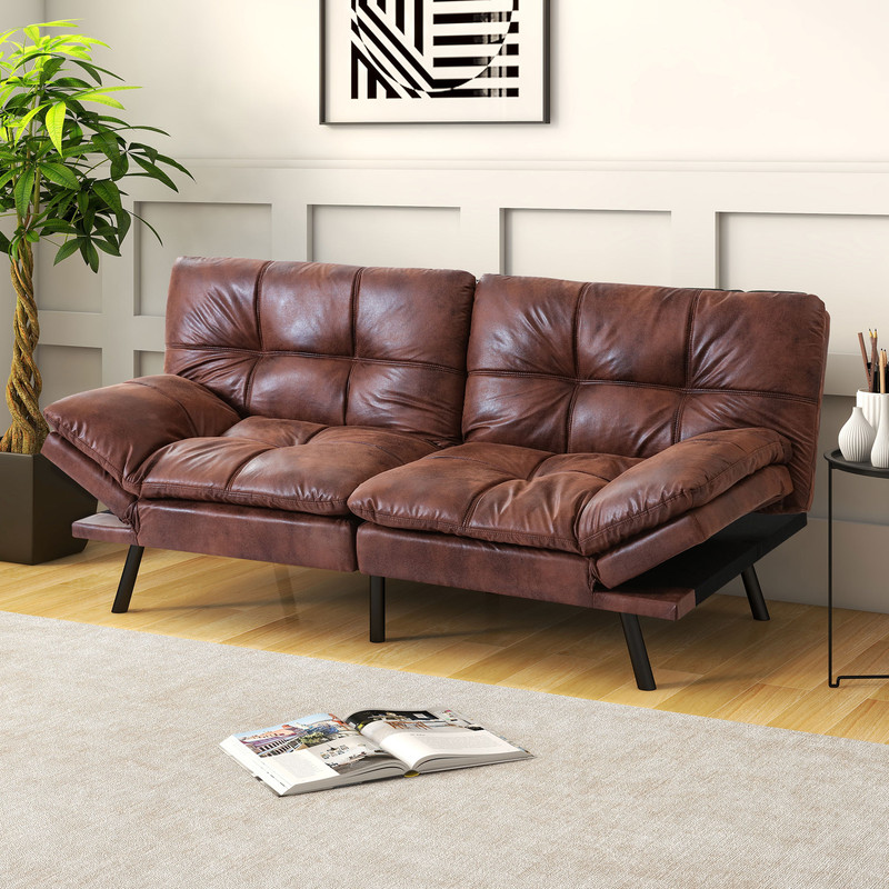 Futon Sofa Bed, Convertible Memory Foam Futon Couch, Adjustable Sleeper