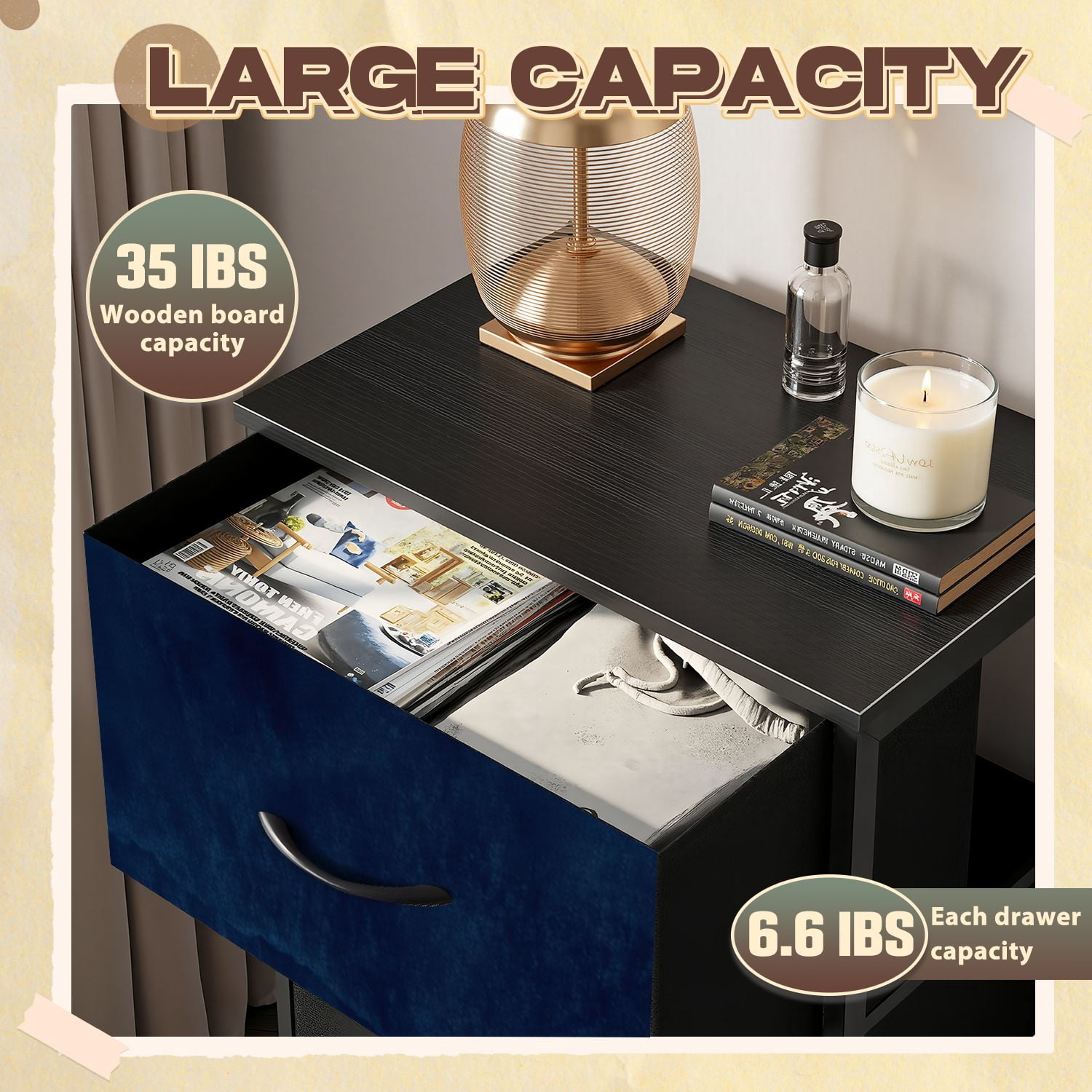 Dresser for Bedroom with 4 Storage Drawers abstract blue agate golden veins white marble fake Dressers Chest of Drawers Steel Framed Fabric Closet Organizers for Dorm Entryway