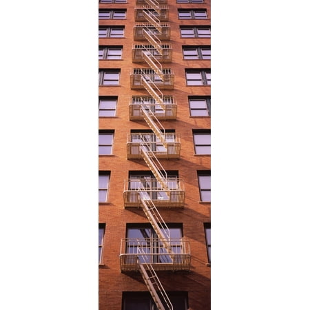 Low angle view of fire escape ladders of a building San Francisco California USA Canvas Art - Panoramic Images (27 x 9)