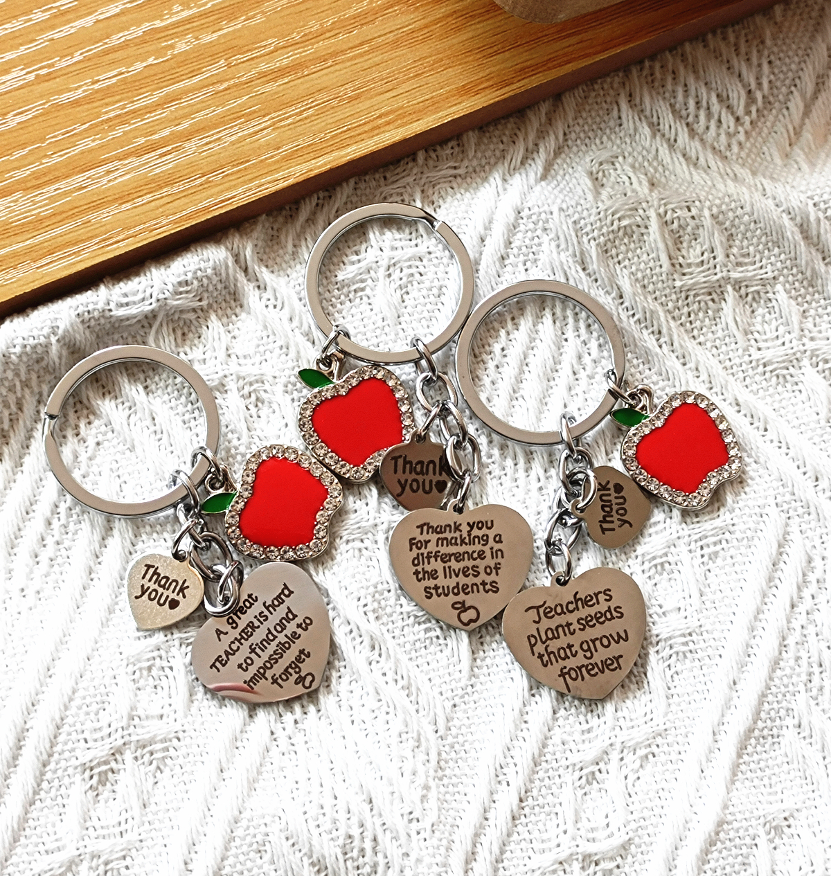 Teacher Keychain Appreciation Gifts for Women Christmas Valentines Day Gifts  for Daycare Teacher 3 Packs 