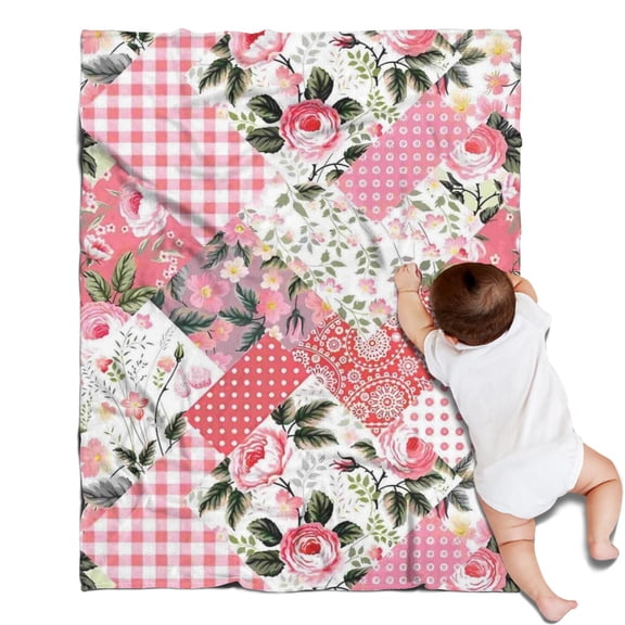 Pioneer Flower Floral Print Pattern Blanket,Comfortable Soft Lamb Wool Throw Blanket,All Season,Warm Lightweight Blankets for Sofa Bed Couch Living Room Chair,30"x40"