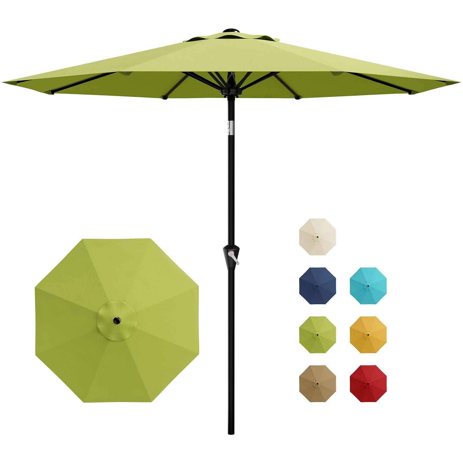 9FT Umbrella Outdoor Patio, Table Umbrella with Push Button Tilt and Crank, 8 Sturdy Ribs Waterproof UV Protection for Garden, Pool, Deck, Backyard, Market
